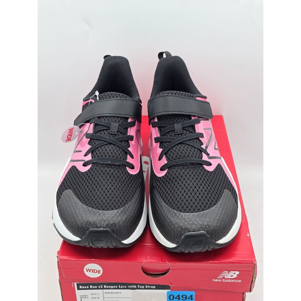 New Balance Big Kid's Rave Run V2 Bungee Lace Team - Pink Black Sz 7 Wide NEW - Picture 4 of 13
